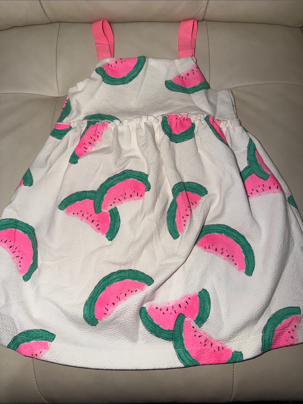 Zara White Dress with Pink and Green Watermelon Print